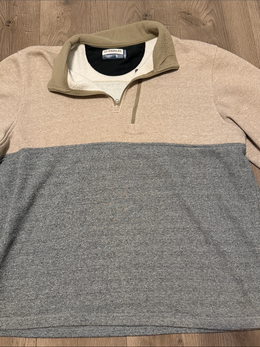 Magellan Outdoors Men’s Two-Tone Quarter-Zip Sweater - Tan & Gray